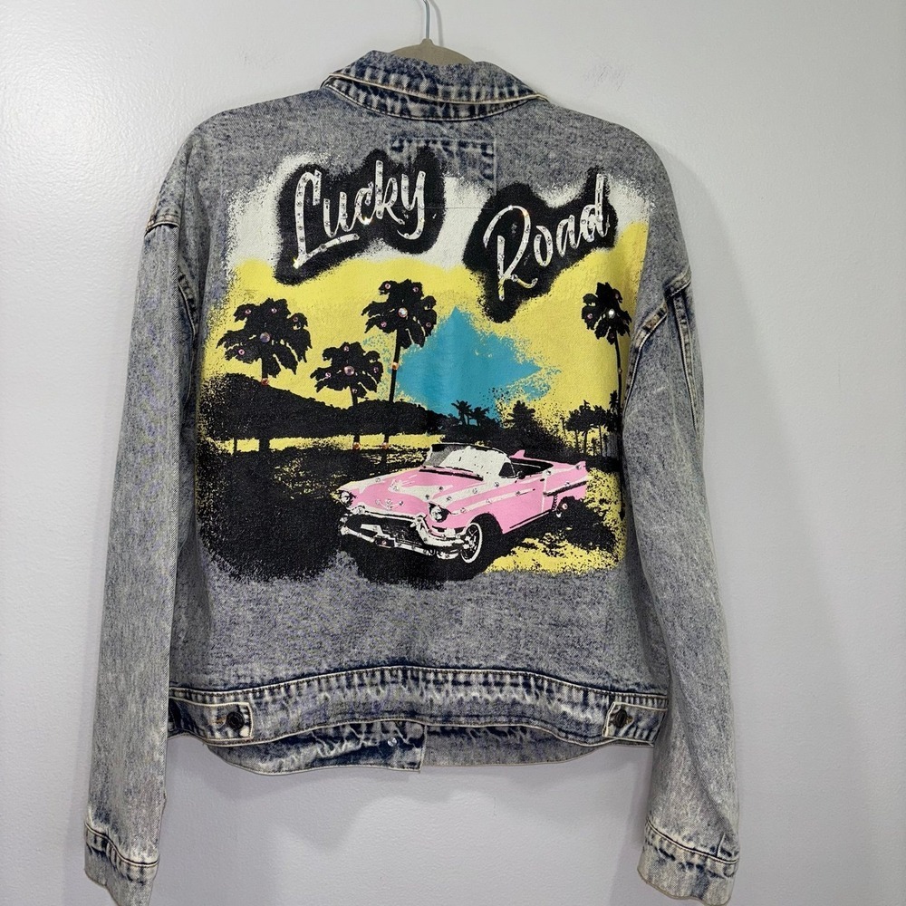 Women's Ashley Vintage Charm Cropped Acid Wash Denim Jean Jacket Size XL EUC